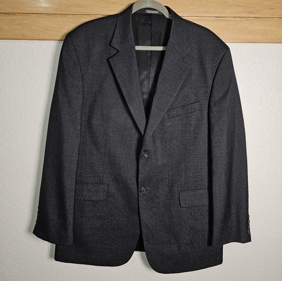 New Wool Single Breasted Men's Sport Coat Jacket Blazer Stafford 43 L Charcoal - Picture 1 of 11